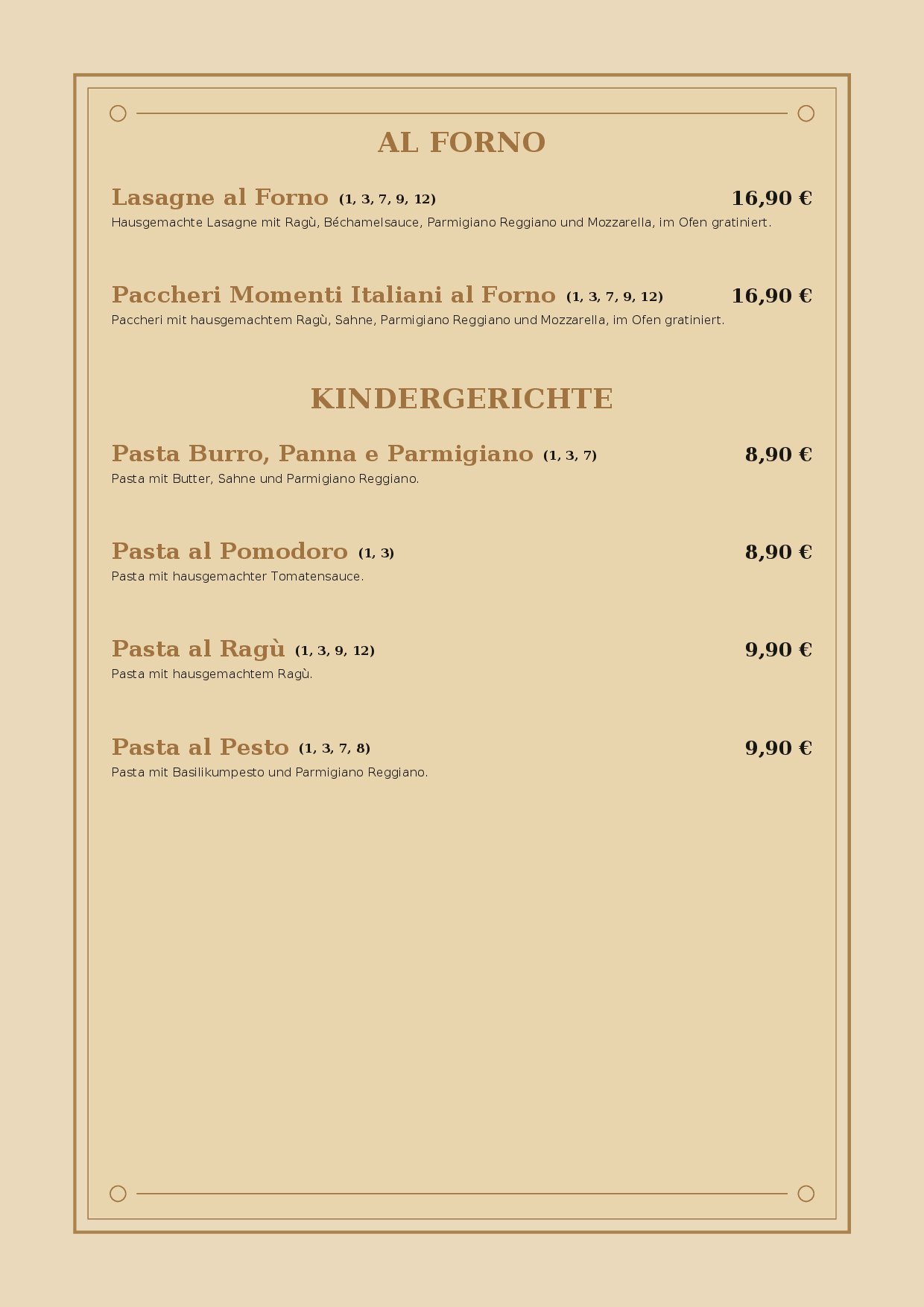 Speisekarte Momenti Italiani in Erlangen, Seite 5