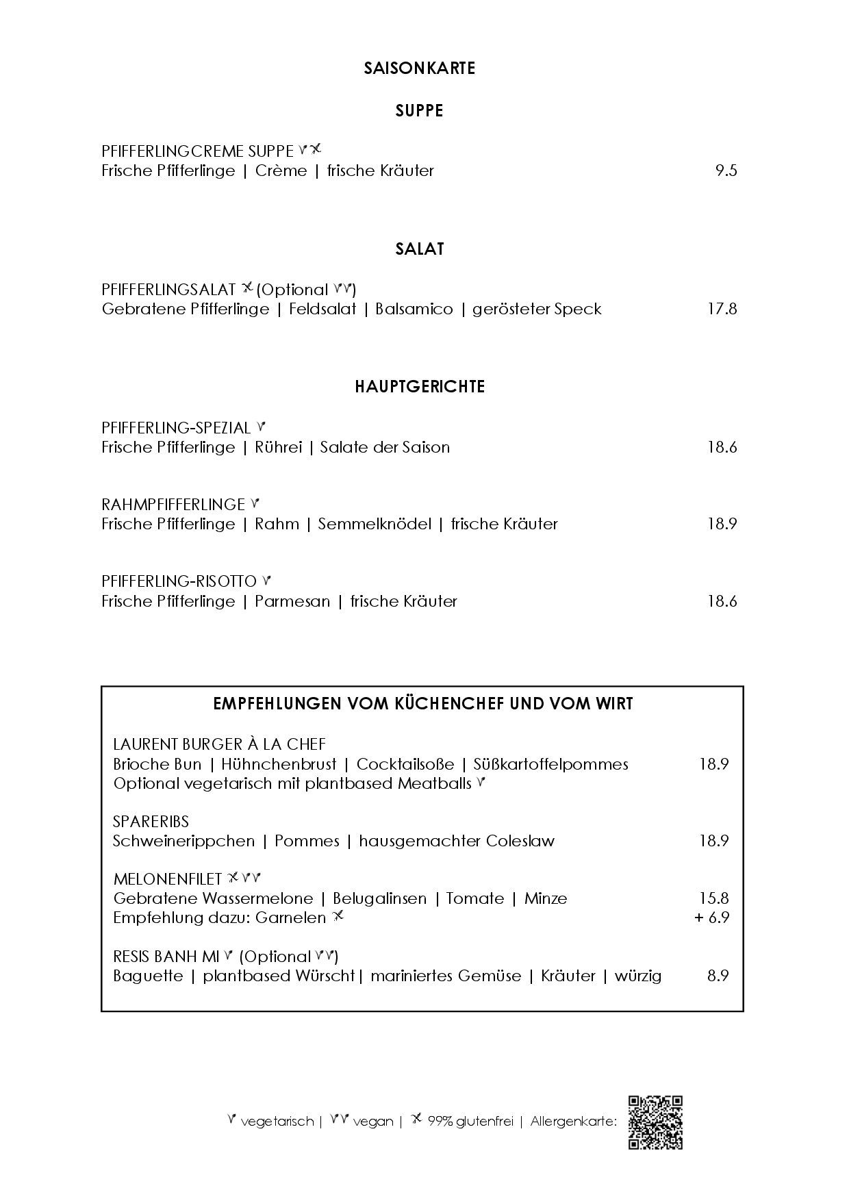 Speisekarte Wirtshaus Maximilian in München, Seite 2