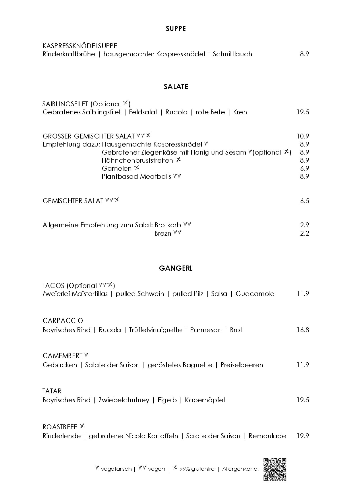 Speisekarte Wirtshaus Maximilian in München, Seite 3