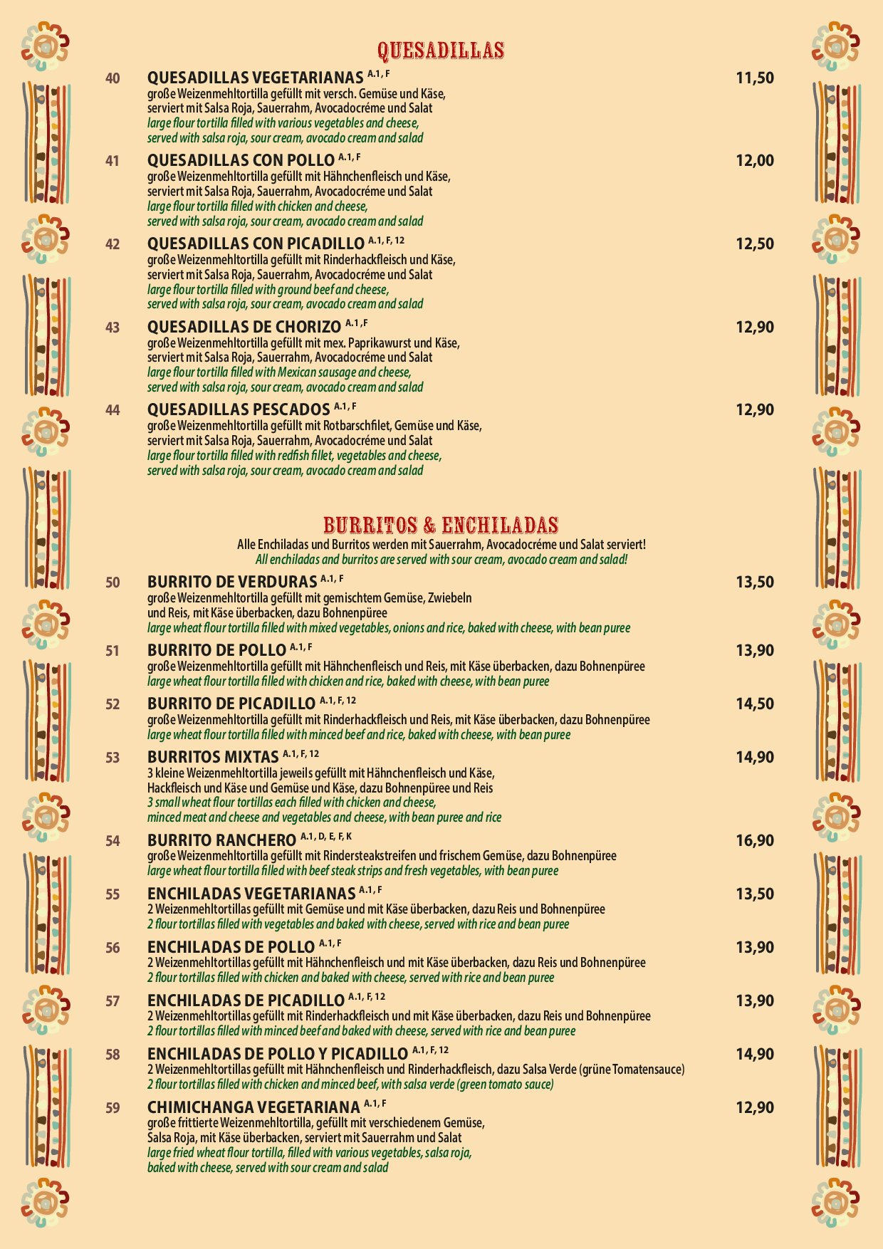 Speisekarte Morelos Restaurant Pankow in Berlin, Seite 4