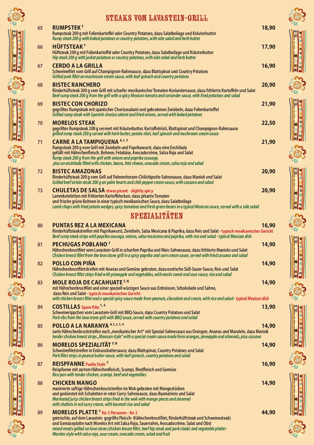 Speisekarte Morelos Restaurant Pankow in Berlin, Seite 5