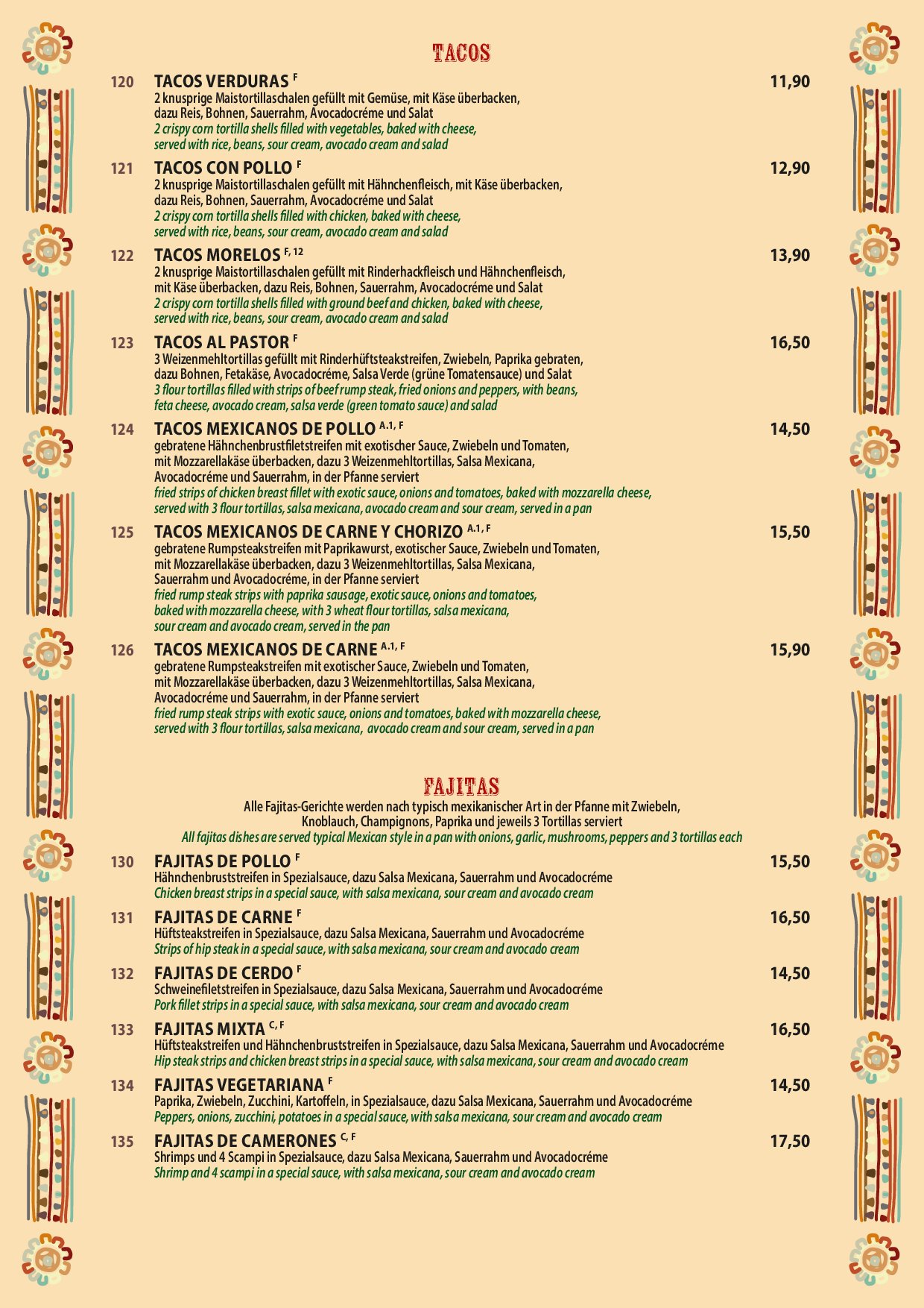 Speisekarte Morelos Restaurant Pankow in Berlin, Seite 7