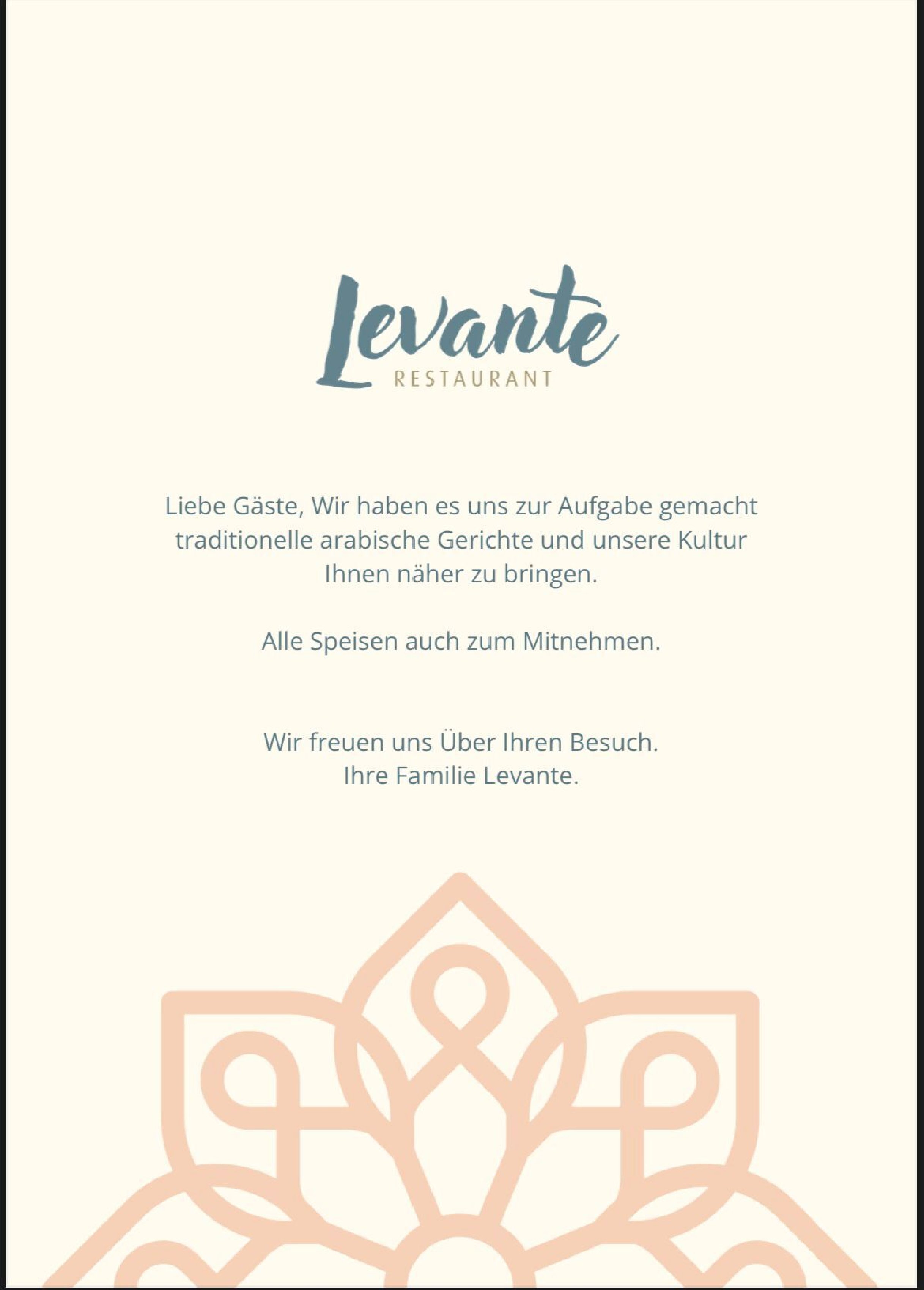 Speisekarte Levante in Stuttgart, Seite 1