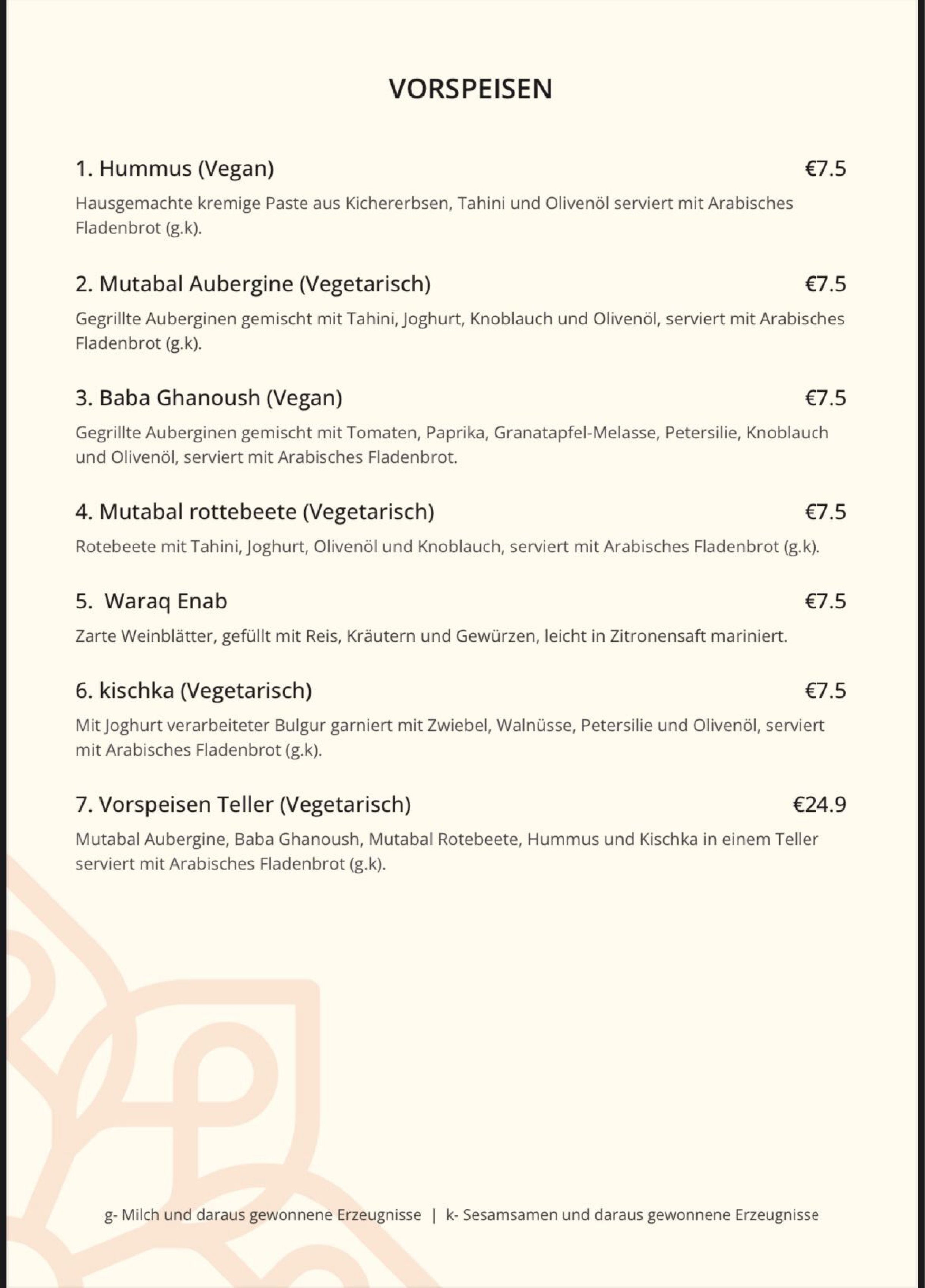 Speisekarte Levante in Stuttgart, Seite 2