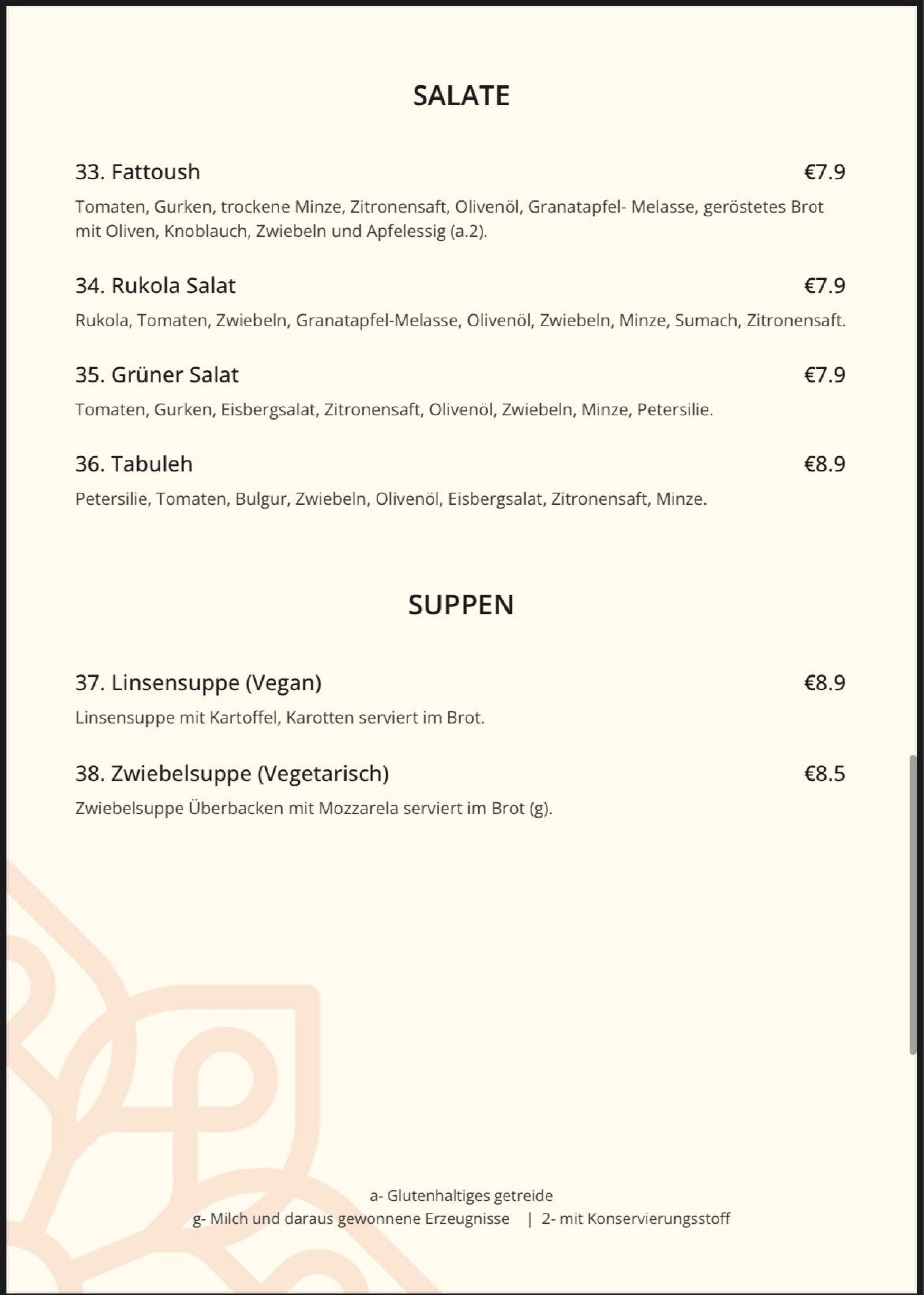 Speisekarte Levante in Stuttgart, Seite 6
