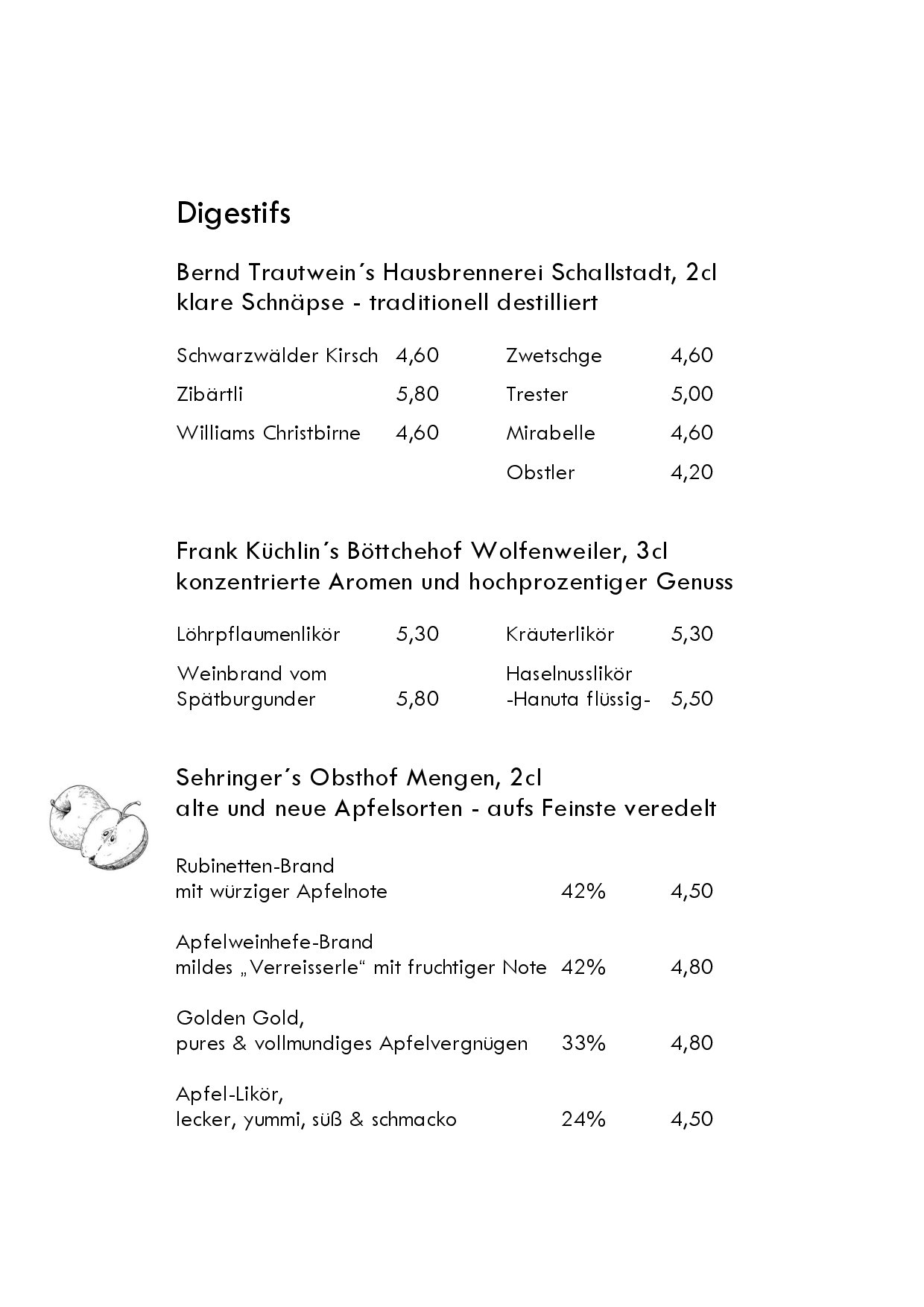 Speisekarte Hotel-Restaurant zum Ochsen in Schallstadt, Seite 17