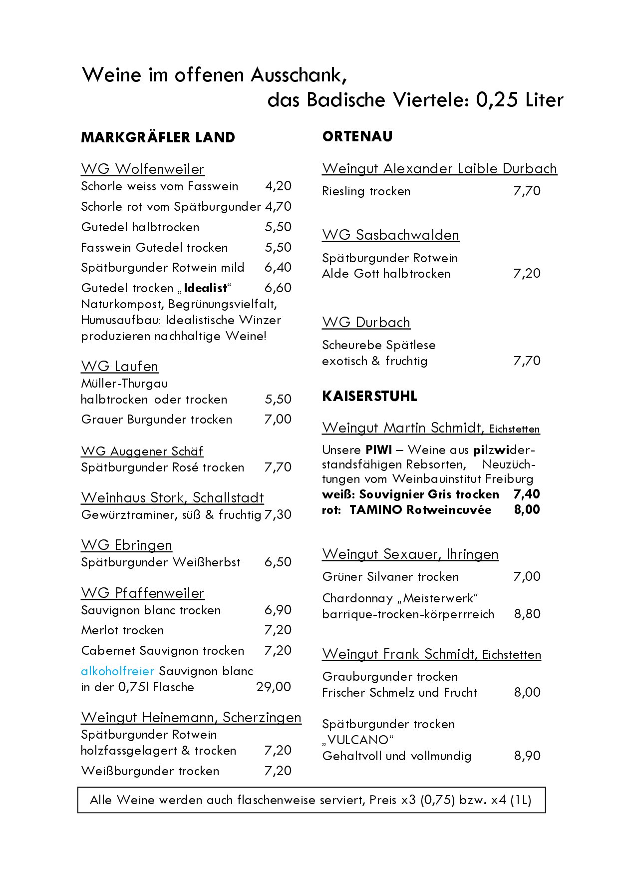 Speisekarte Hotel-Restaurant zum Ochsen in Schallstadt, Seite 18