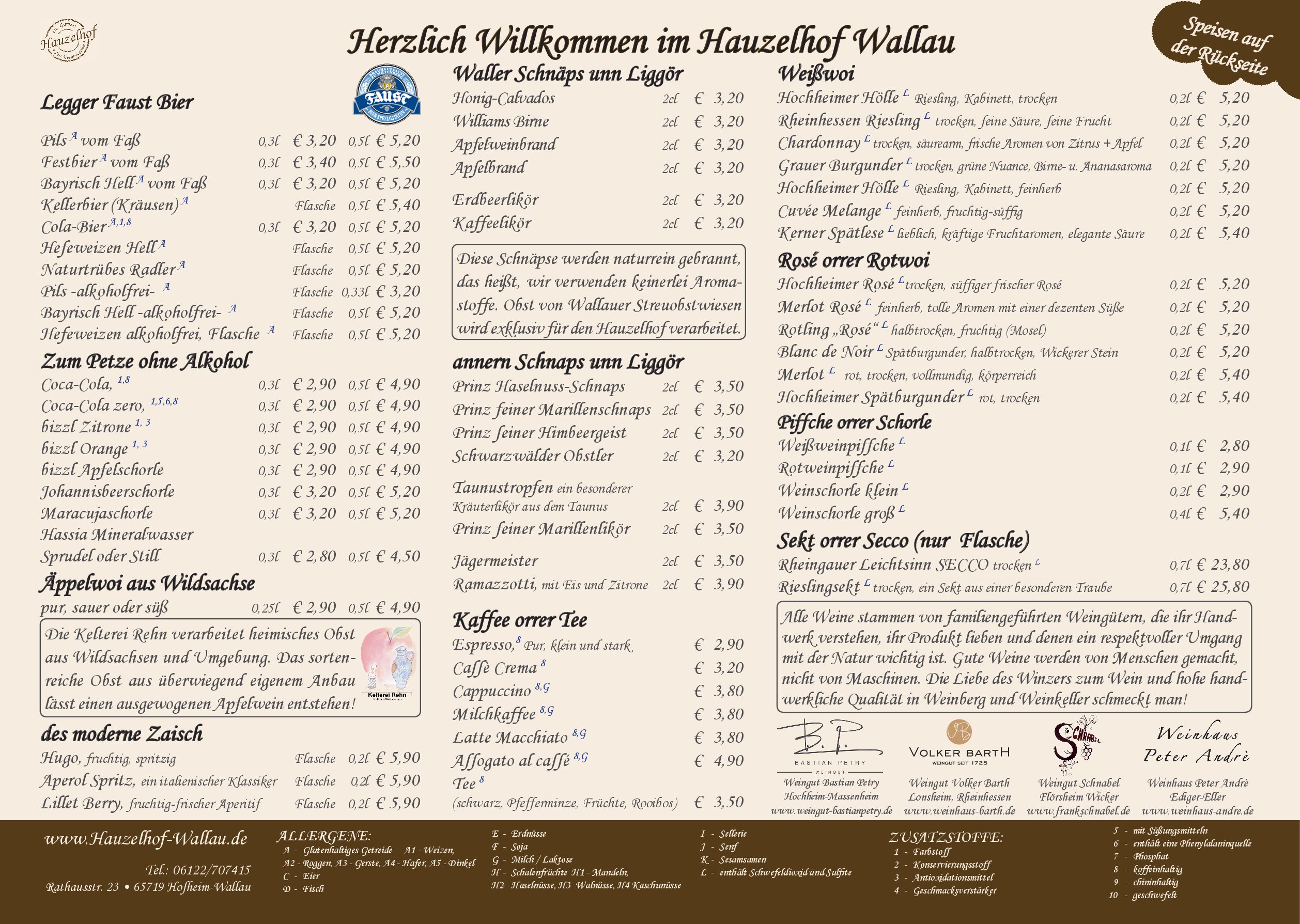 Speisekarte Hauzelhof Wallau in Hofheim am Taunus, Seite 2