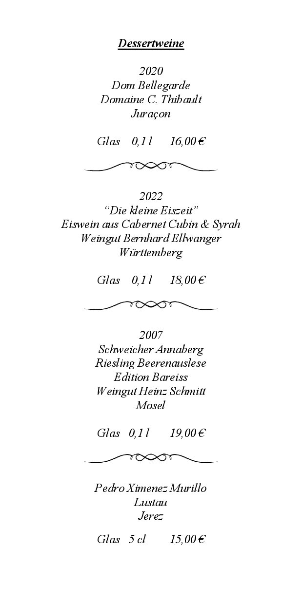 Speisekarte Restaurant Kaminstube im Hotel Bareiss in Baiersbronn, Seite 5