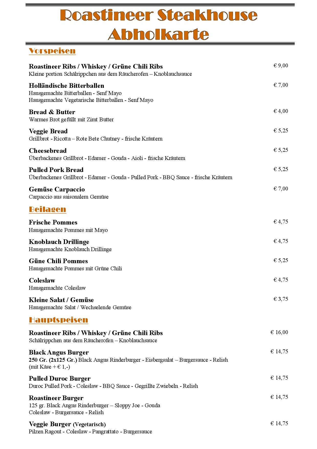Speisekarte Roastineer Steakhouse in Battenberg (Eder), Seite 4