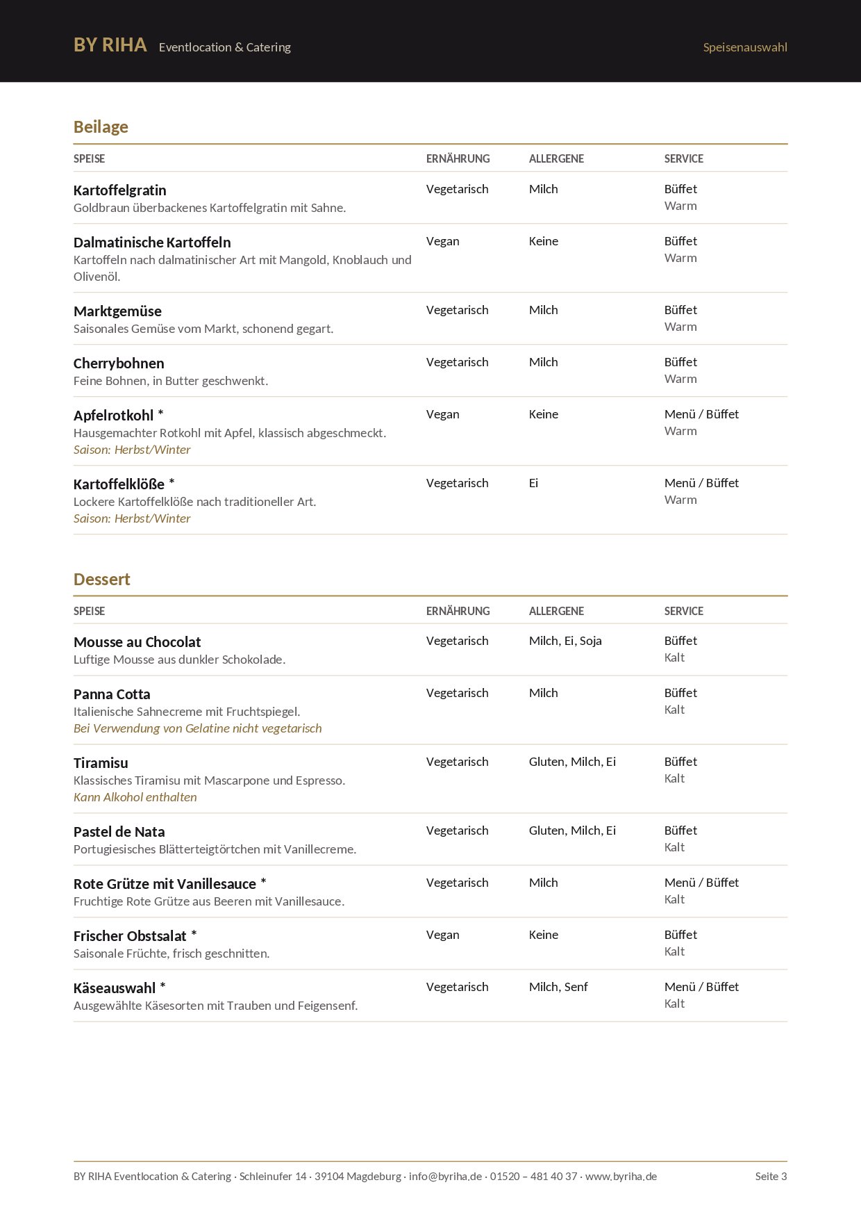 Speisekarte By Riha Eventlocation in Magdeburg, Seite 7