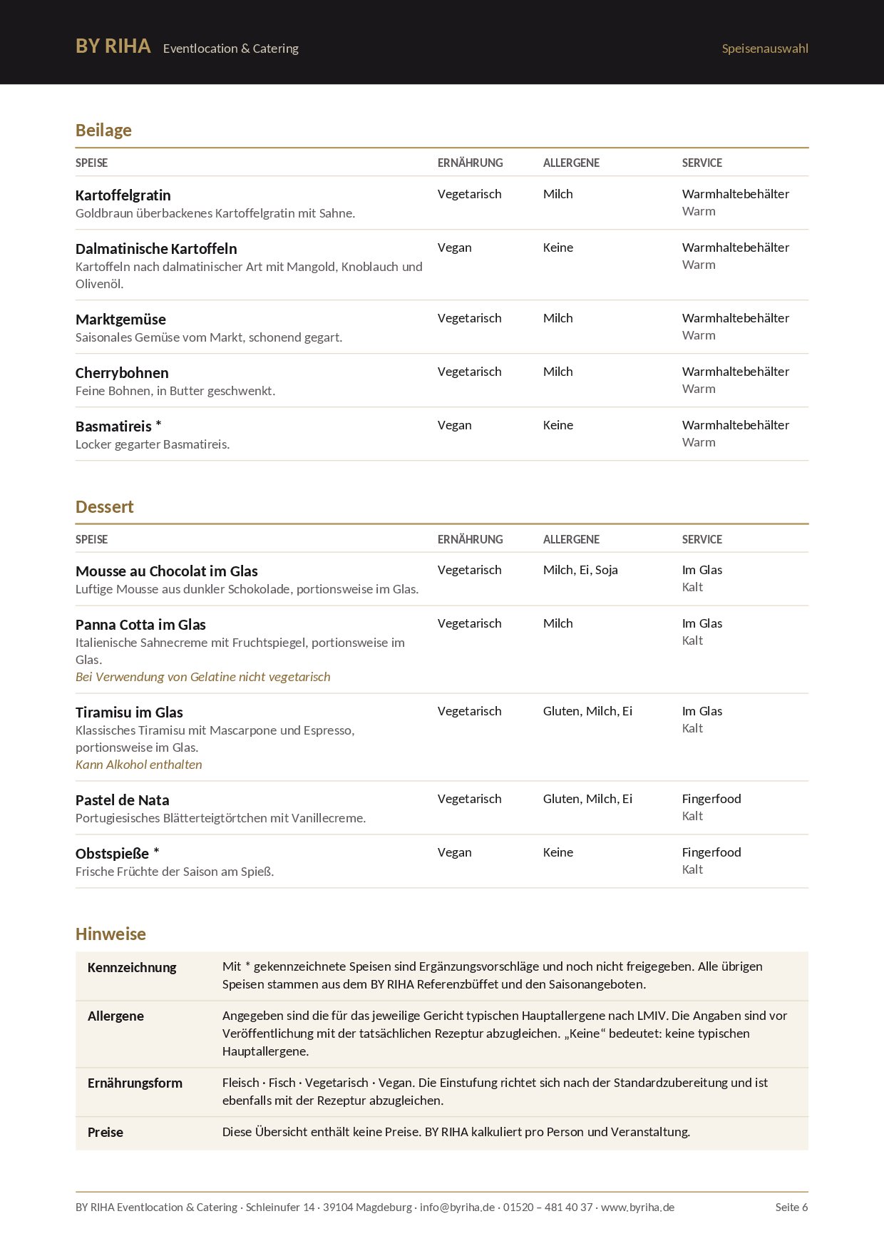 Speisekarte By Riha Eventlocation in Magdeburg, Seite 10