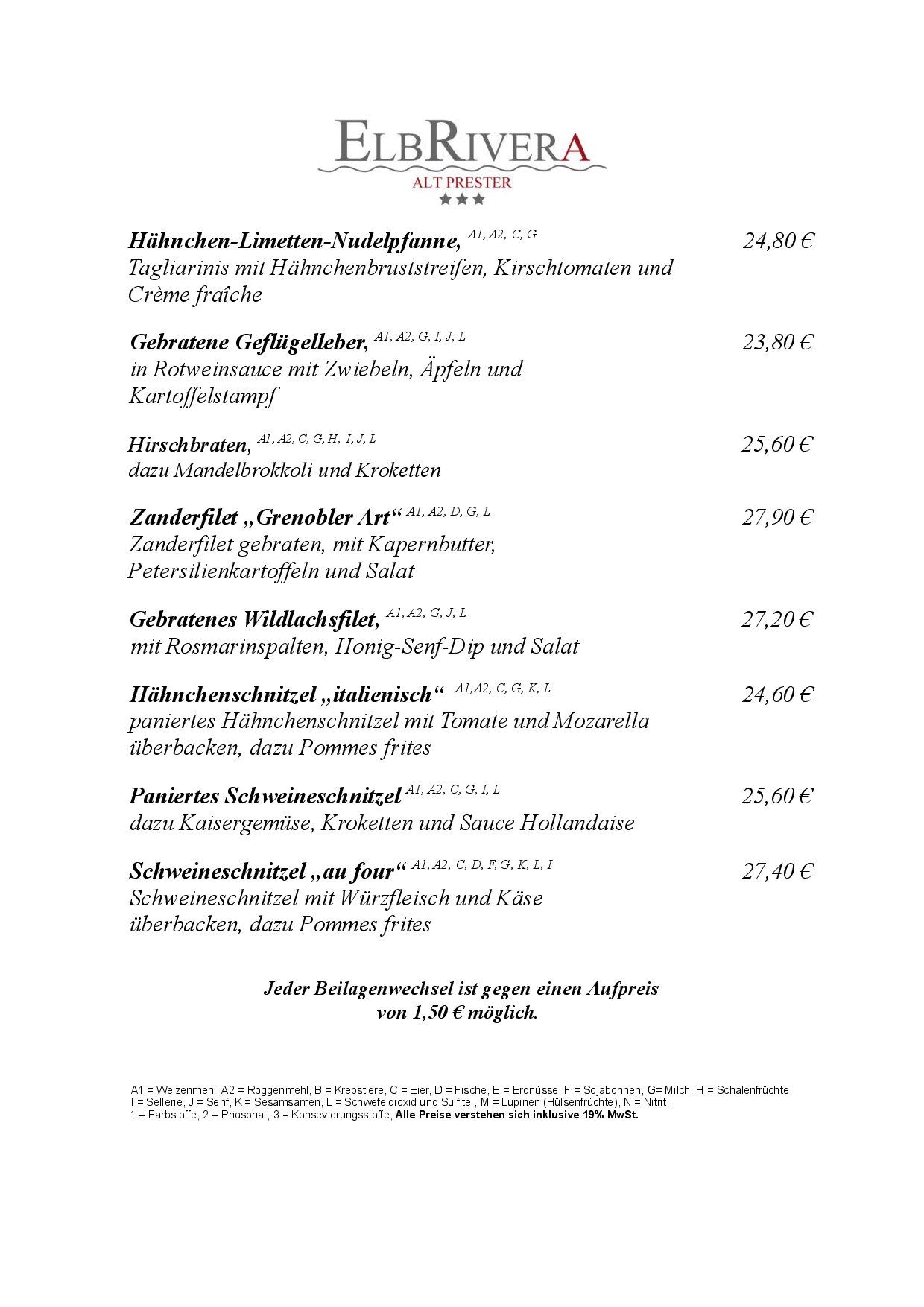 Speisekarte Restaurant ElbRivera in Magdeburg, Seite 3