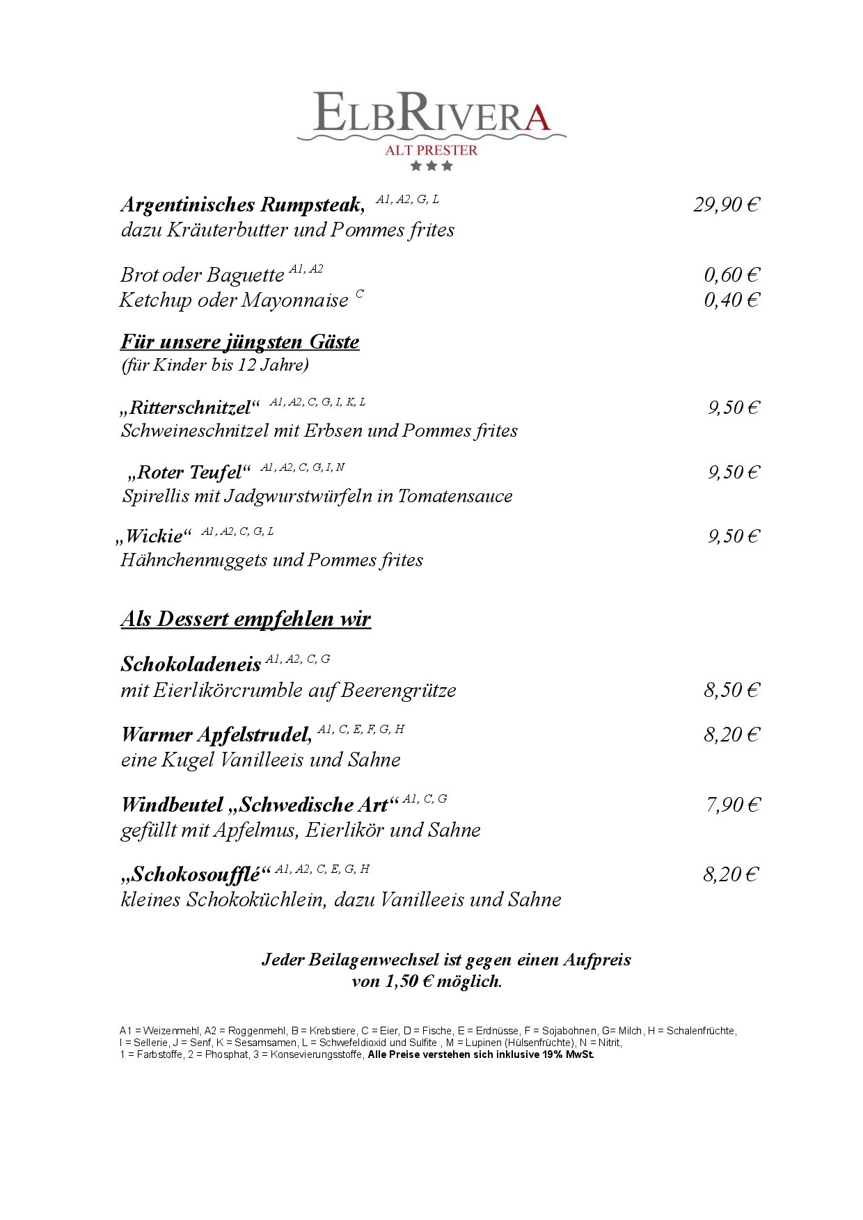Speisekarte Restaurant ElbRivera in Magdeburg, Seite 4