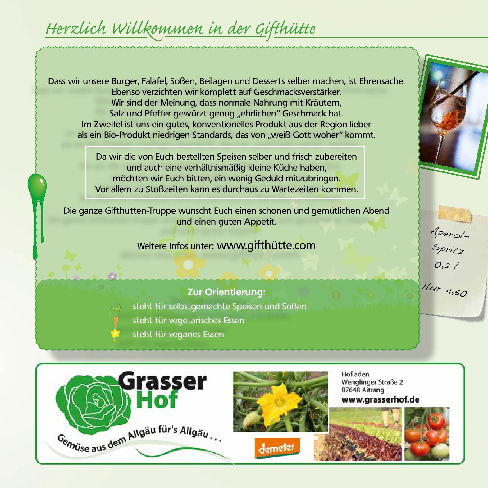 Speisekarte Restaurant Gifthütte in Kaufbeuren DeutschlandGourmet