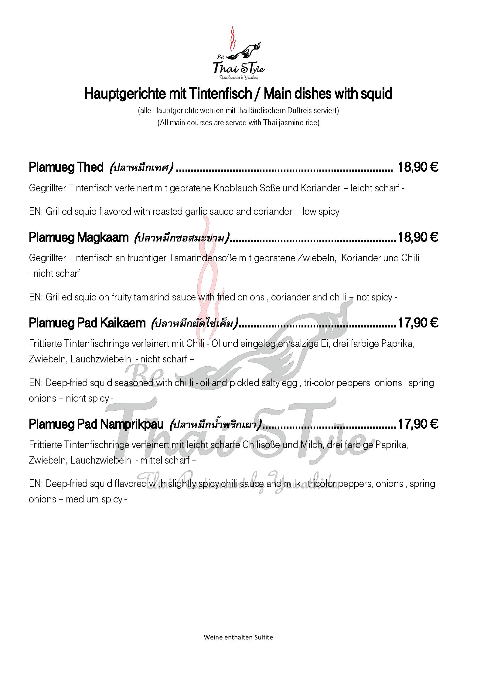 Speisekarte - Be Thai Style - Thai Restaurant in München ...