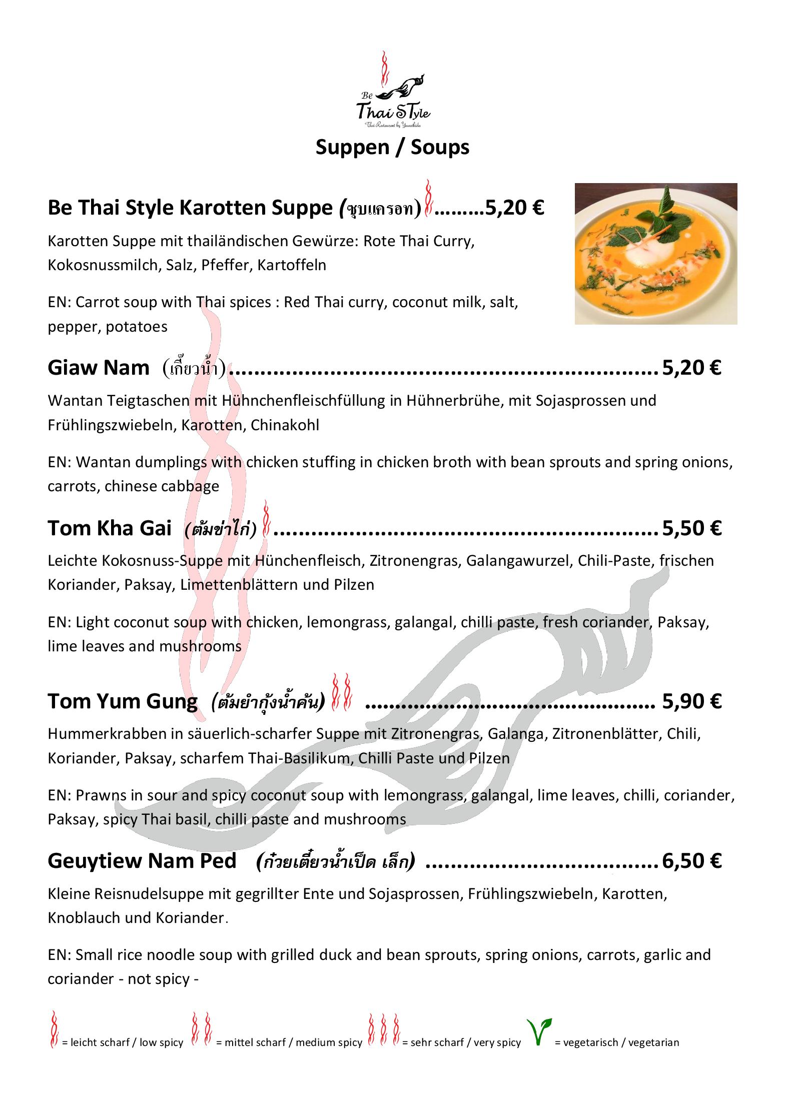 Speisekarte - Be Thai Style - Thai Restaurant in München - DeutschlandGourmet