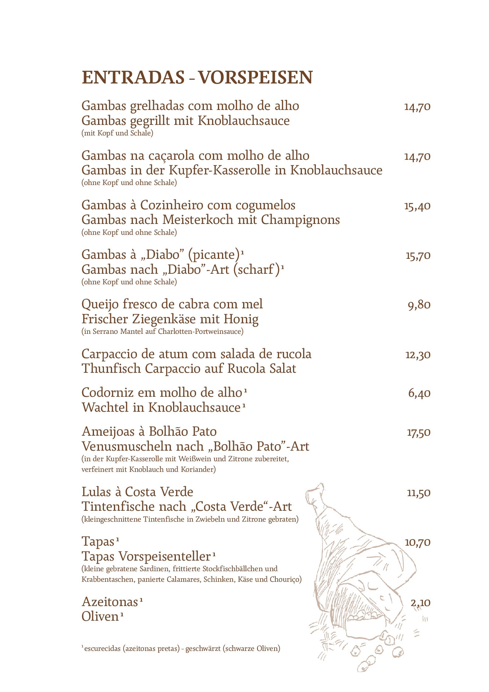 Speisekarte - Restaurant Porto in Hamburg - DeutschlandGourmet