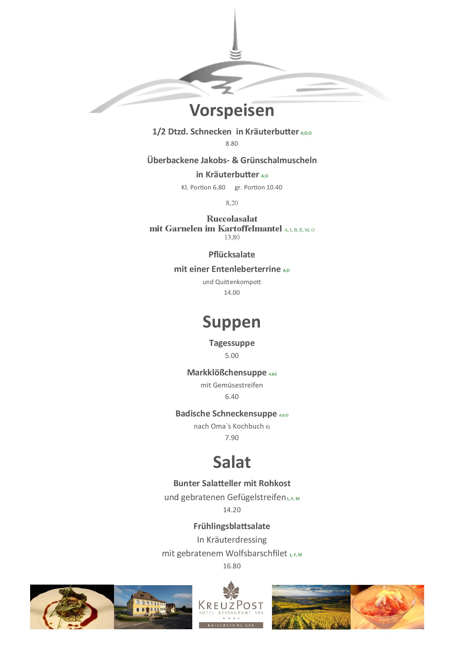Speisekarte Kreuz Post Hotel Restaurant Spa In Vogtsburg Im Kaiserstuhl Deutschlandgourmet