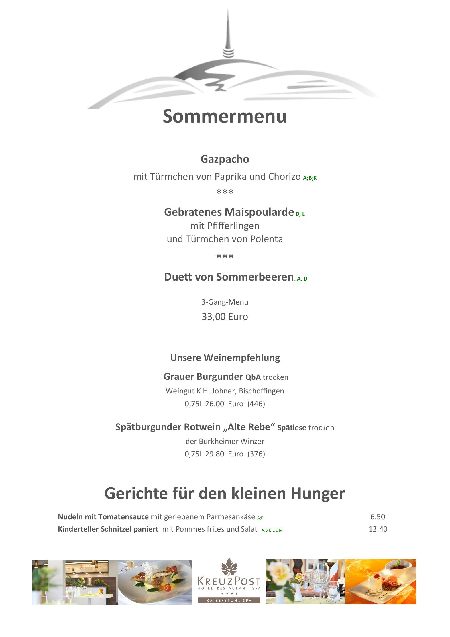 Speisekarte Kreuz Post Hotel Restaurant Spa In Vogtsburg Im Kaiserstuhl Deutschlandgourmet