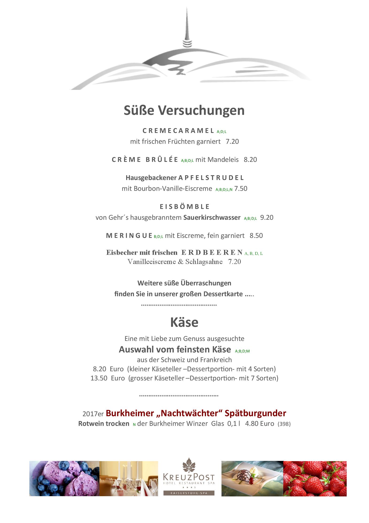 Speisekarte Kreuz Post Hotel Restaurant Spa In Vogtsburg Im Kaiserstuhl Deutschlandgourmet